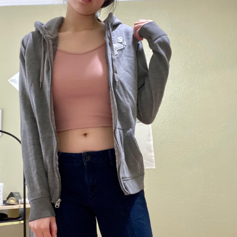 Abercrombie and Fitch Heather Gray Zip Up Hoodie